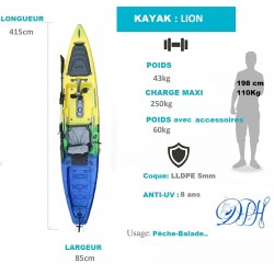 Kayaks à pédale simple modèle LION